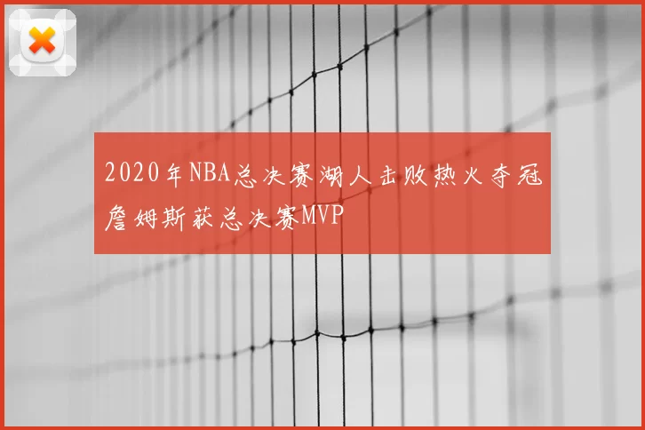 2020年NBA总决赛湖人击败热火夺冠詹姆斯获总决赛MVP